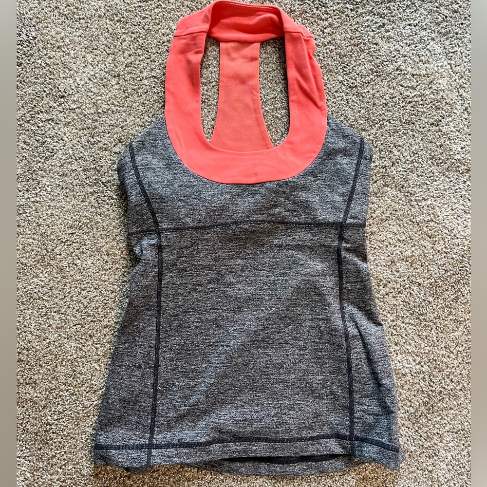 Lululemon Scoop Neck Tank Coral / Heathered Grey